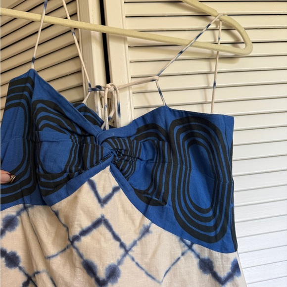 NWT Nuri Printed Linen-Cotton Long Halter Dress - Picture 6 of 8